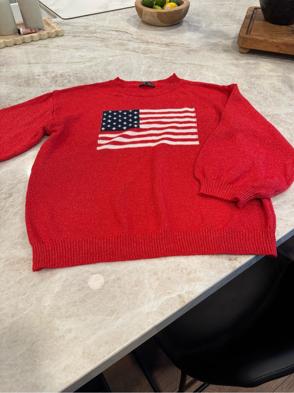 womens Red Flag Knit Sweater